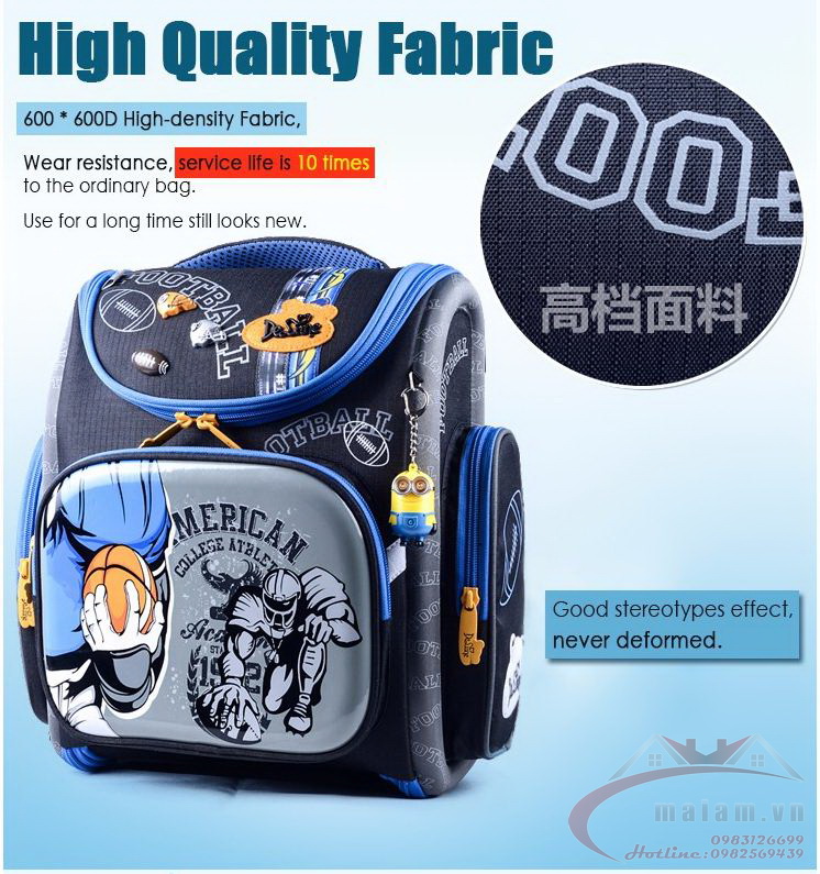 Cặp chống gù lưng DeLune Bags Studio - Siêu nhẹ - Chống thấm nước - Nhập khẩu từ LB Nga