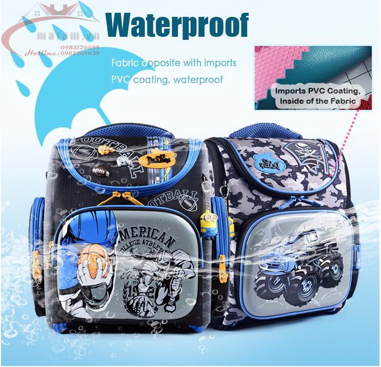 Cặp chống gù lưng DeLune Bags Studio - Siêu nhẹ - Chống thấm nước - Nhập khẩu từ LB Nga